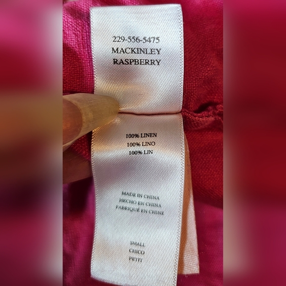 Rails Women's Linen Raspberry Pink Short-Sleeve Mackinley Button-Down Shirt, S - Picture 12 of 14
